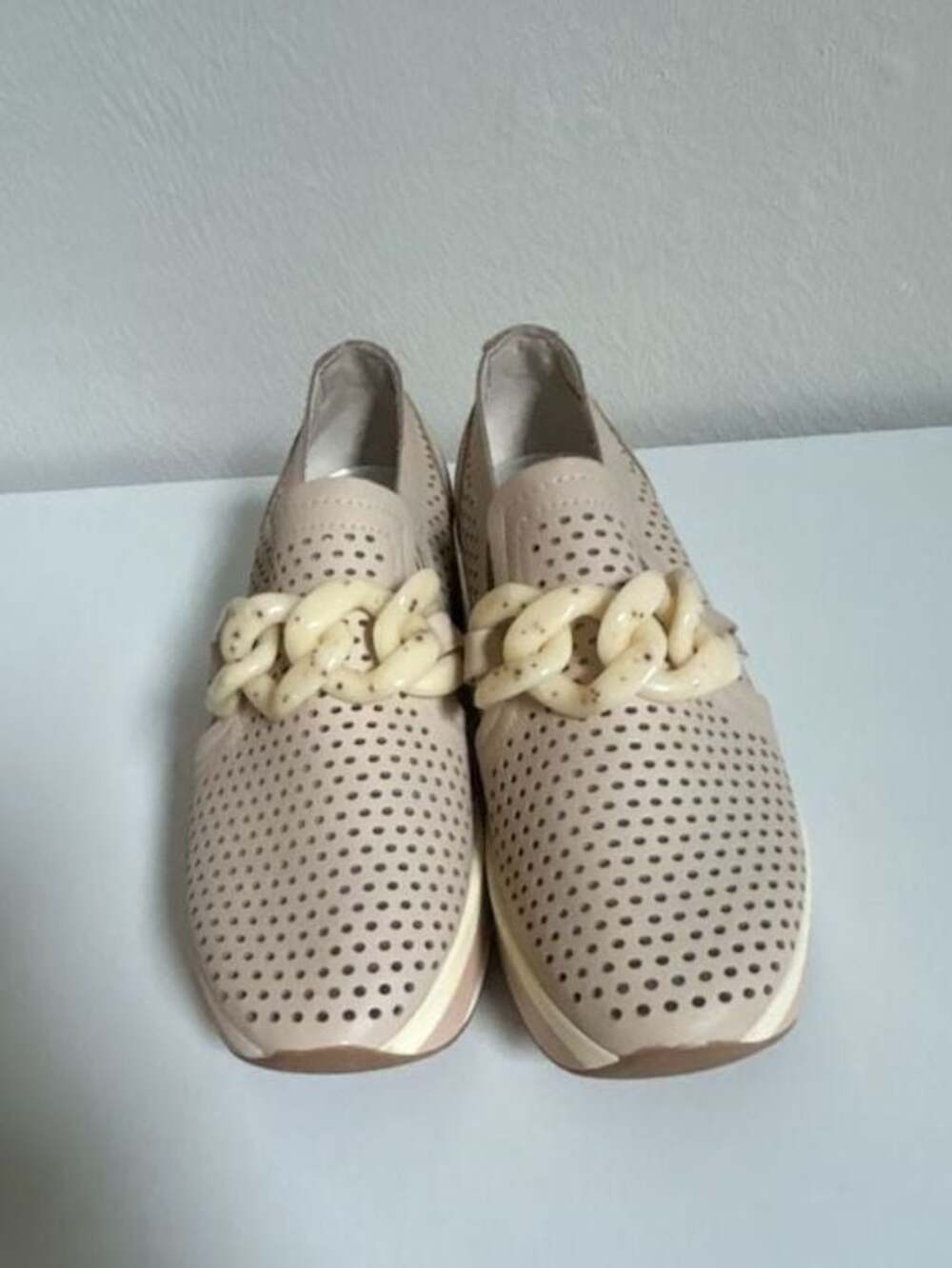 Dolce Vita Jhenee Leather Platform Sneakers Sand Nubuck Chain S 6.5 - Picture 11 of 16